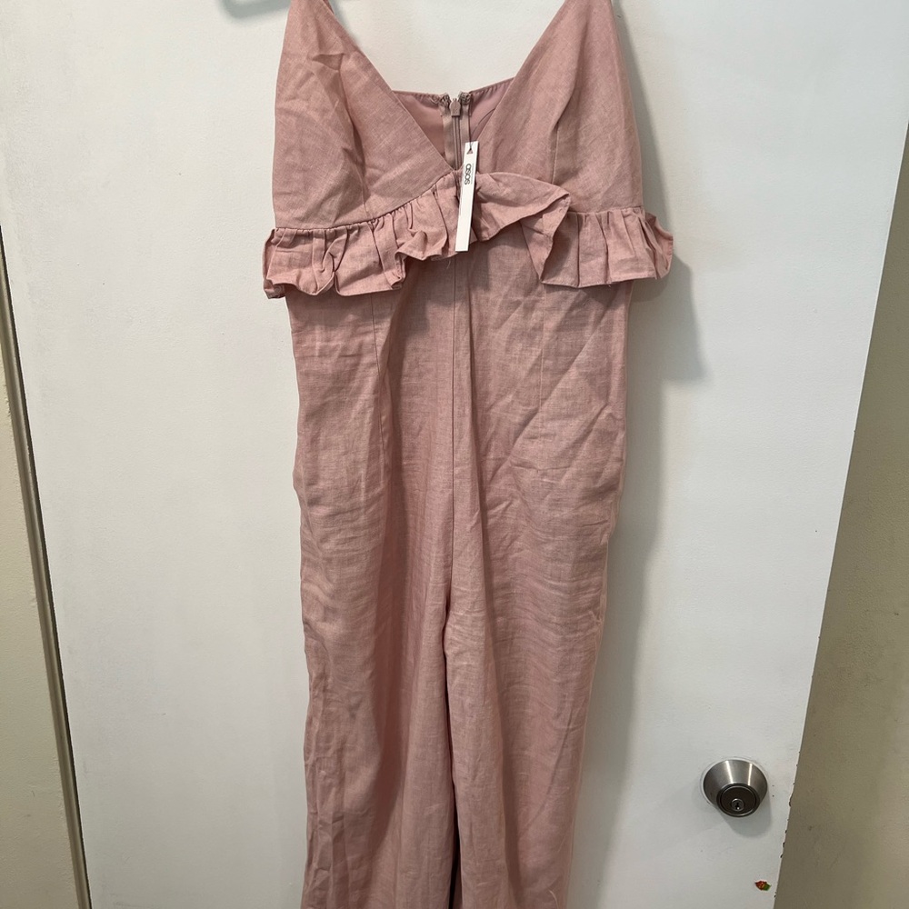 ASOS Pink Ruffled Jumpsuit with Cropped Wide-Leg - Picture 4 of 6